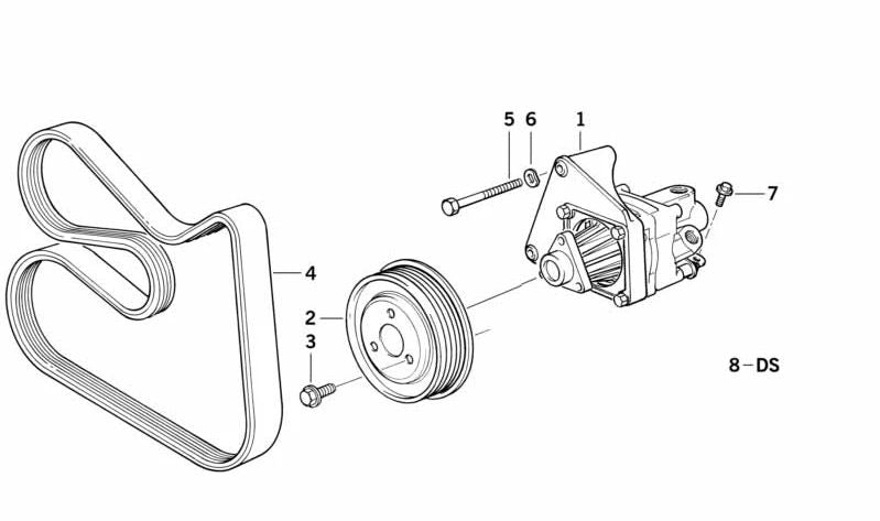 Correa acanalada en V para BMW Serie 3 E36 (OEM 11287636366). Original BMW