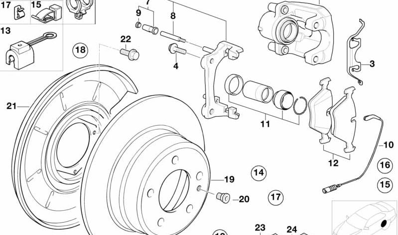 Disco de freno trasero para BMW E46, F30, F80 (OEM 34216794298). Original BMW