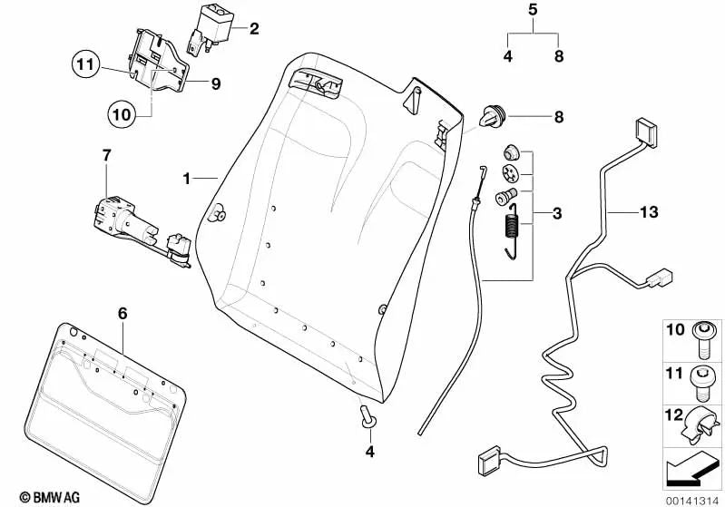 Rear wall with mesh pocket right for BMW E46 (OEM 52108255678). Original BMW