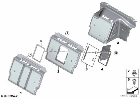 Revestimiento tabique compartimento de equipaje para BMW G11, G12 (OEM 51477345608). Original BMW