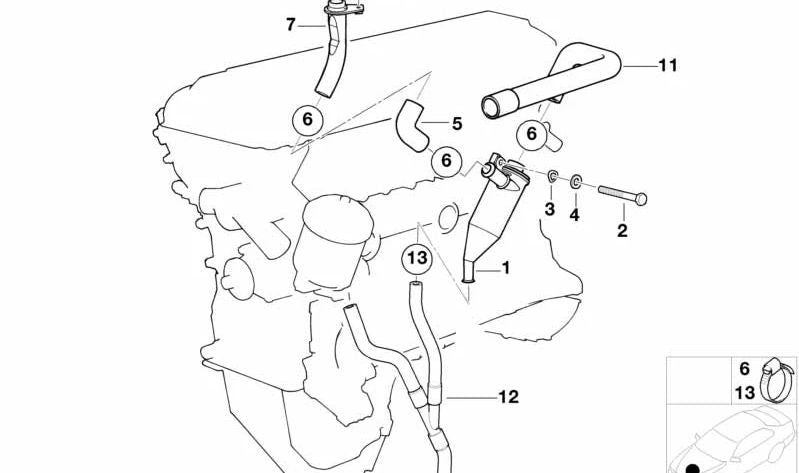 Tubo de ventilación para BMW Serie 3, E36 (OEM 11151404405). Original BMW