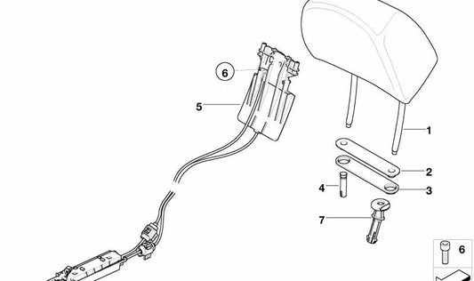 Elemento de ajuste de altura izquierdo para BMW E65, E66 (OEM 52107070067). Original BMW.