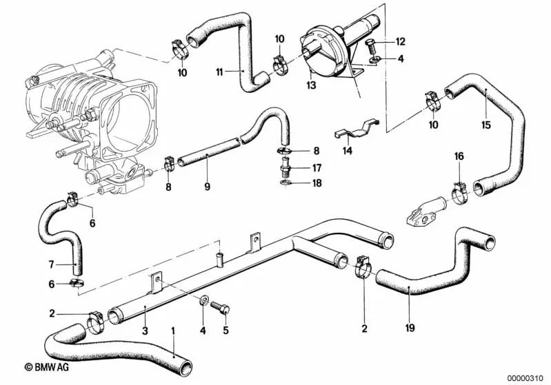 Manguera para BMW E12, E24, E23 (OEM 11611271603). Original BMW