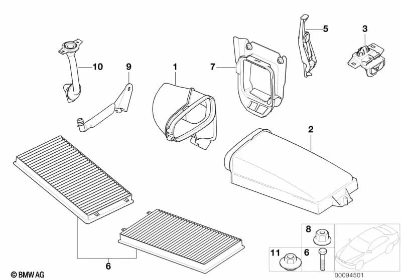 Manguera de drenaje de agua condensada derecha para BMW Serie 7 E65, E66 (OEM 64116905262). Original BMW.