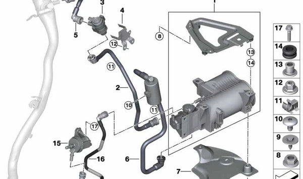 Tubo de ventilación OEM 16137394857 para BMW F45, F46. Original BMW.