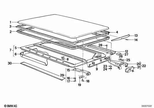 Velour-covered roof frame for BMW E28, E23 (OEM 54121927462). Original BMW.