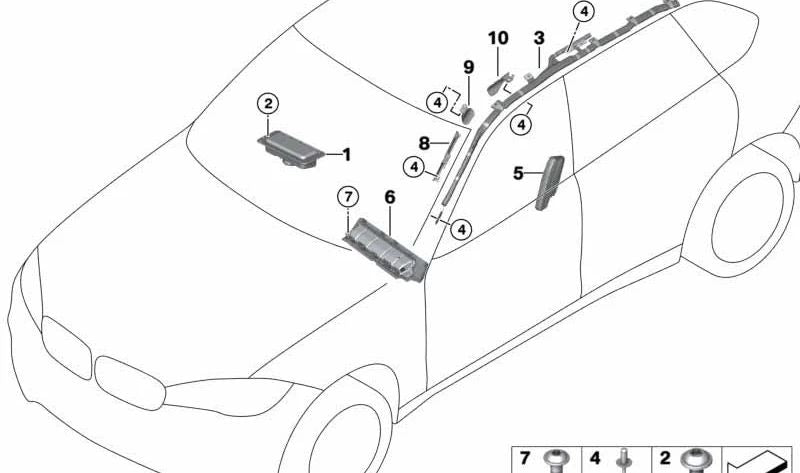 Placa de deformación derecha para BMW X5 F15, F85, X6 F16, F86 (OEM 72127301010). Original BMW