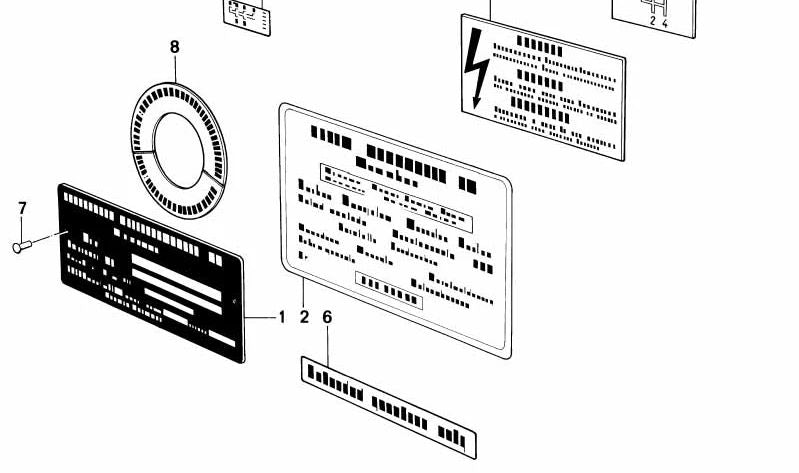 Placa de identificación para BMW Serie 3 E21, E30, Serie 5 E12, E28, E34, Serie 6 E24, Serie 7 E23, E32, E38, Serie 8 E31 (OEM 51142121107). Original BMW