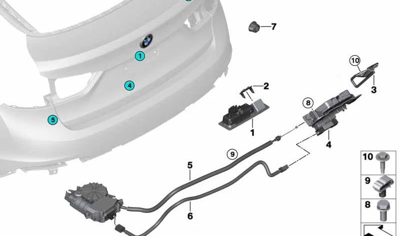 Cablaggio di blocco centrale OEM 51247386658 per BMW F16, F86. BMW originale.