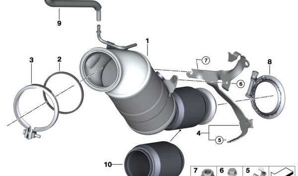 Soporte para catalizador cercano al motor OEM 18328638232 para BMW G20, G21, G28, G22, G23, G26, G30, G31, G38, G32, G11, G12, G01, G02, G29. Original BMW