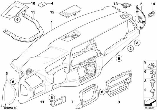 Lenksäulenabdeckung für BMW E70, E70N, E71, E72 (OEM 51457161733). Original BMW