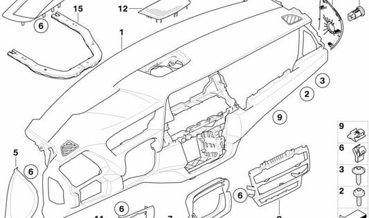 Revestimiento Tablero de Instrumentos para BMW X5 E70, X6 E71 (OEM 51456974556). Original BMW