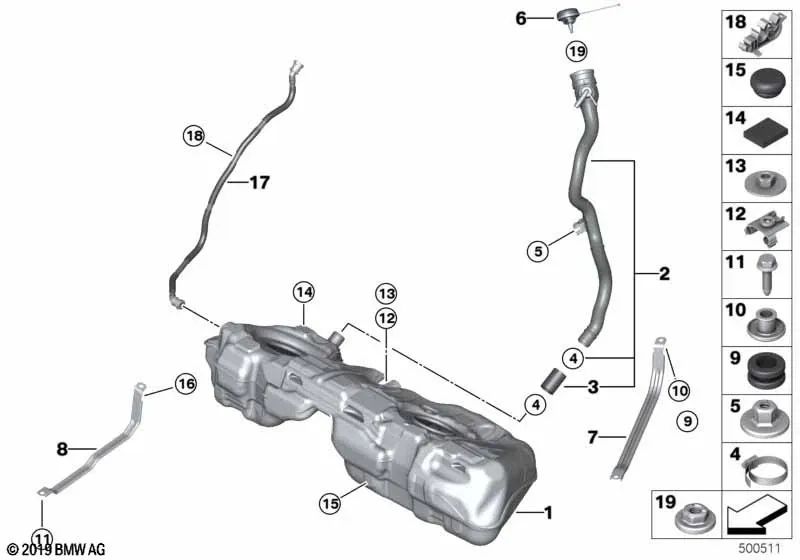 Befüllentlüftungsleitung for BMW 3 Series F30, F31, F35, F80 4 Series F32, F33, F36, F82, F83 (OEM 16137431131). Genuine BMW