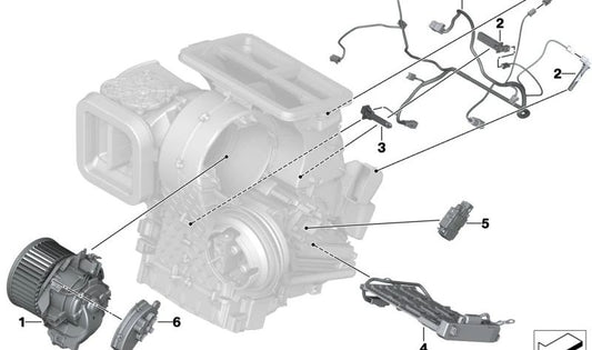 Elektrische Heizung für Mini F65, F66, U25 und BMW 1 F70, Serie 2 U06, X1 U11, X2 U10 (OEM 64115A069A7). Original BMW