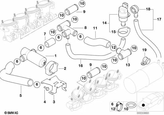 Manguera moldeada para BMW Serie 5 E39 (OEM 13901407455). Original BMW.