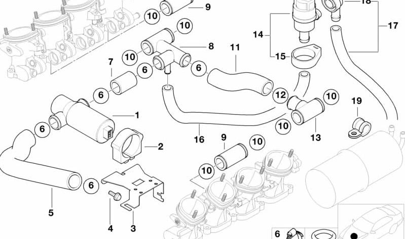 Tubo de admisión de aire OEM 13411407399 para BMW (Modelos compatibles: E39). Original BMW