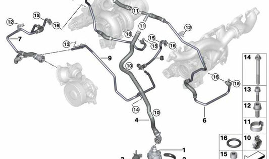 Coolant return line for BMW G12, G12N (OEM 11538654394). Original BMW