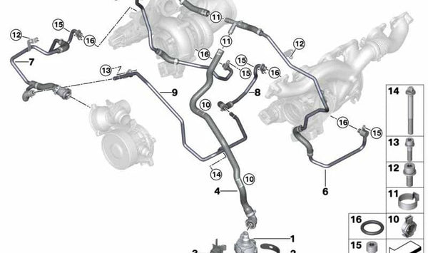 Conducto de refrigerante retorno para BMW G12, G12N (OEM 11538654394). Original BMW