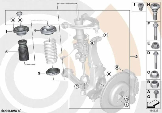 Amortiguador adicional delantero para BMW Serie 5 F07, F07N (OEM 31336856867). Original BMW