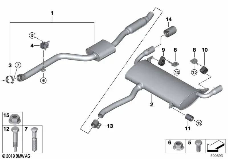 Muffler for BMW G02 (OEM 18308693920). Genuine BMW