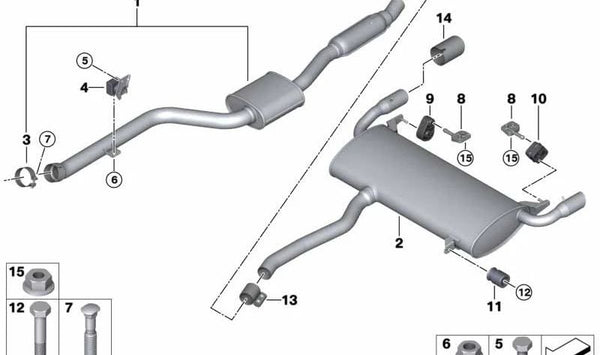 Silenciador Absorbente para BMW G01 (OEM 18308693919). Original BMW