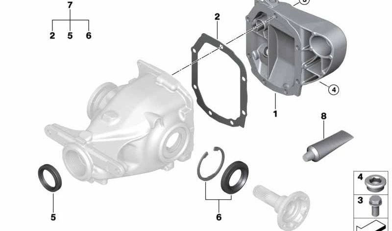 Tapa de transmisión para BMW E65, E66 (OEM 33111428929). Original BMW