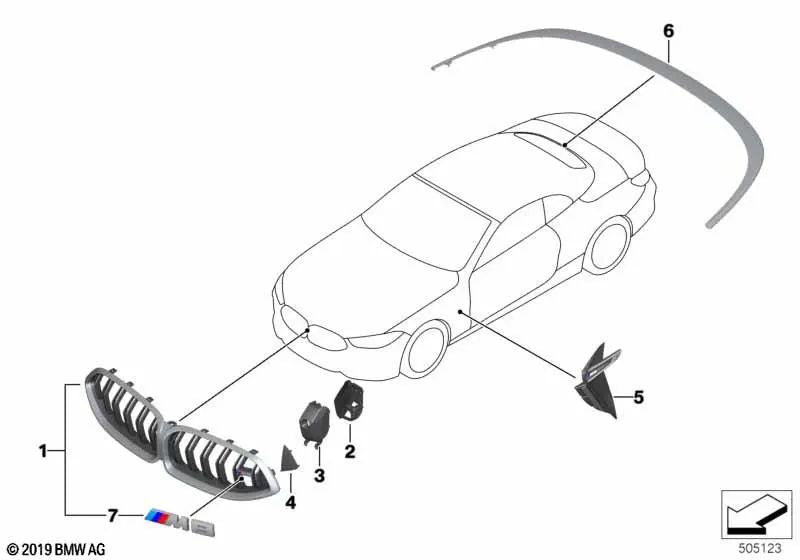 Cubierta lateral derecha para BMW Serie 8 F91, F92, F93 (OEM 51748469696). Original BMW