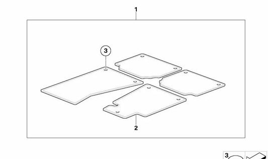 Juego de alfombrillas de terciopelo OEM 51479117174 para BMW E60 y E61. Original BMW.