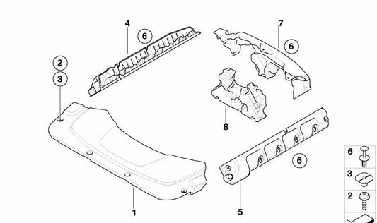 Obere hintere Abdeckung für BMW 7er E65 (OEM 11147793426). Original BMW.