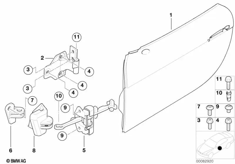 Cubierta de Montaje de Tope de Puerta derecha para BMW Z8 E52 (OEM 51217015008). Original BMW.