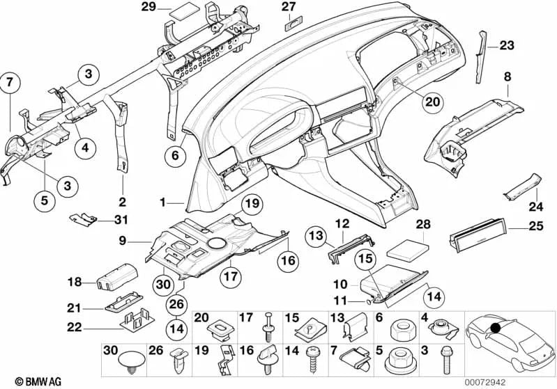 Right side panel for BMW 3 Series E46 (OEM 51718237236). Original BMW