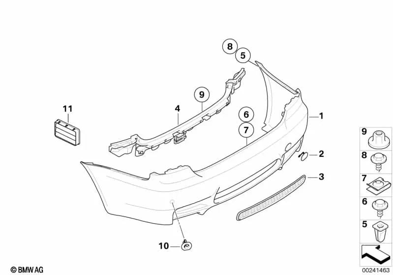 Tapa de Ojal de Remolque Imprimada para BMW Serie 3 E92, E92N, E93, E93N (OEM 51128046676). Original BMW