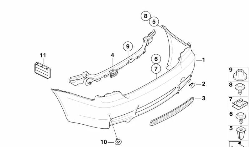 Cubierta paragolpes trasera con imprimación para BMW Serie 3 E92, E93 (OEM 51127907209). Original BMW