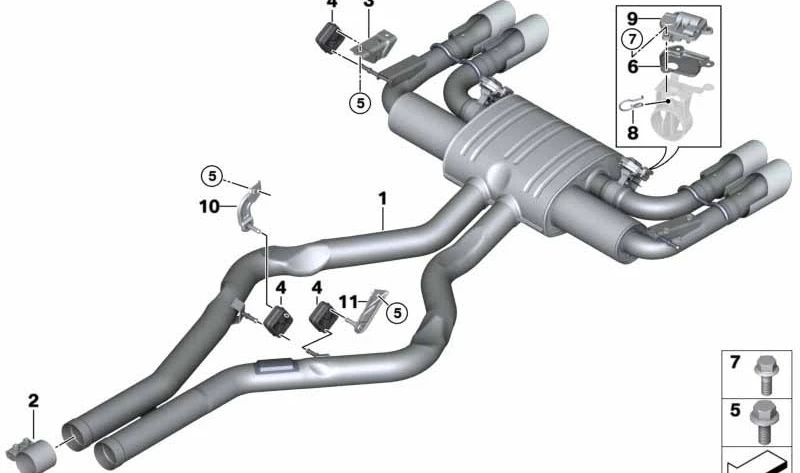 Soporte de goma del escape OEM 18307854413 para BMW X5 M (F85), X6 M (F86). Original BMW.