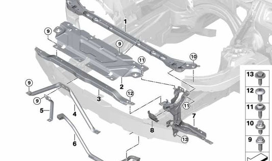 U-Strebe para BMW Serie 3 G20, G21, G28 (OEM 51647455973). Original BMW