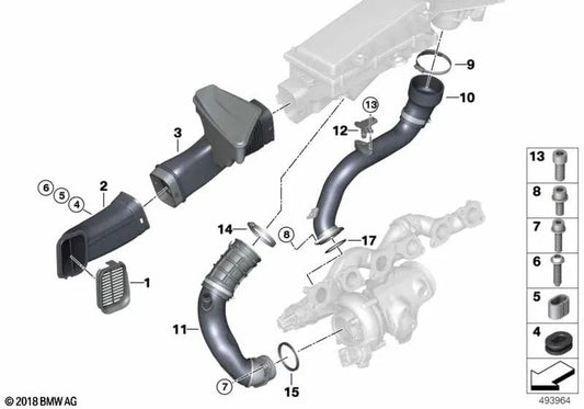 Guía de aire para BMW Serie 7 G12, G12N (OEM 13718617095). Original BMW