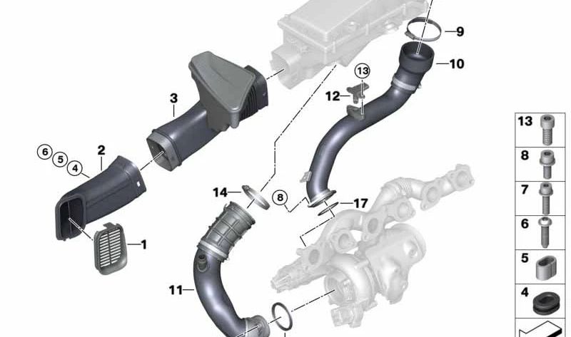 Tubo de aire limpio para BMW Serie 7 G12, G12N (OEM 13718621870). Original BMW