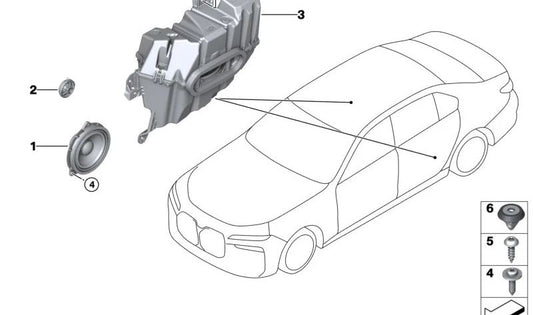 Altavoz de graves compuesto para BMW G70 (OEM 65135A2FE53). Original BMW