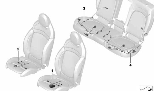 Cableado del Asiento del Lado del Conductor para BMW Serie 1 F52, Serie 2 F45, F46, X1 F48N, F49, X2 F39 (OEM 61126809578). Original BMW