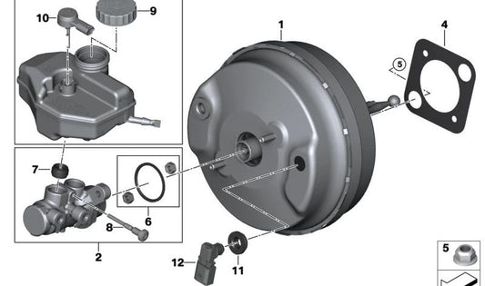 Kit de reparación para servofreno OEM 34336889795 para BMW G20, G21, G22, G23, G26. Original BMW.