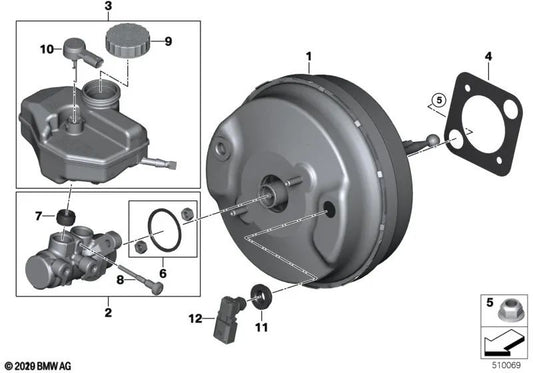 Reparatur des Bremskraftverstärkers für BMW 5er F90, F90N, G30N, G31N X3 F97, F97N, G01, G01N Original BMW.