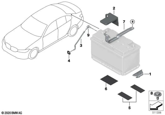 Barra de Protección de Batería para BMW G20, G20N, G21N, G28N (OEM 61216832839). Original BMW