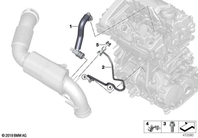 Tubo de ventilación para BMW F52, F45, F46, F48, F39 (OEM 11158654626). Original BMW