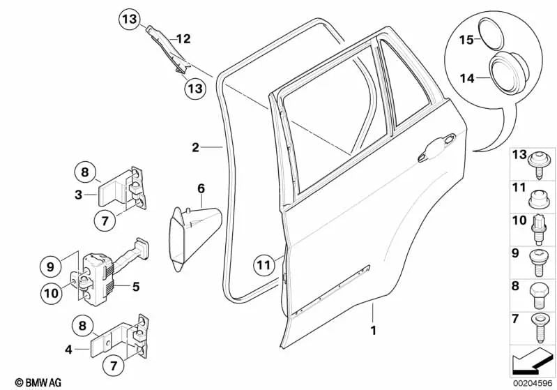 Rear Door Tule for BMW X5 E70, E70N (OEM 51227263447). Original BMW