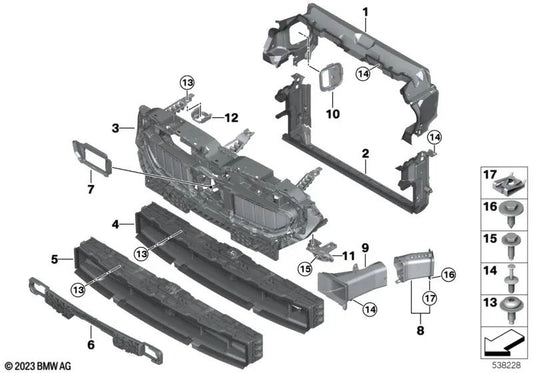 Guía de aire del radiador superior para BMW Serie 5 G60 (OEM 51749883899). Original BMW