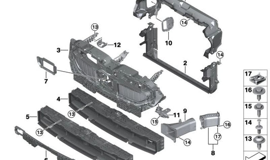 Guía de aire con control de compuerta inferior para BMW Serie 5 G60, G61, G68 (OEM 51745A09B57). Original BMW