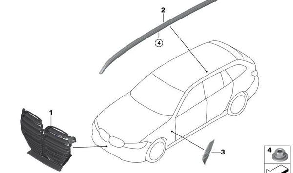 Respiradero de aire derecho para BMW Serie 3 G80, G81 (OEM 51138076996). Original BMW.