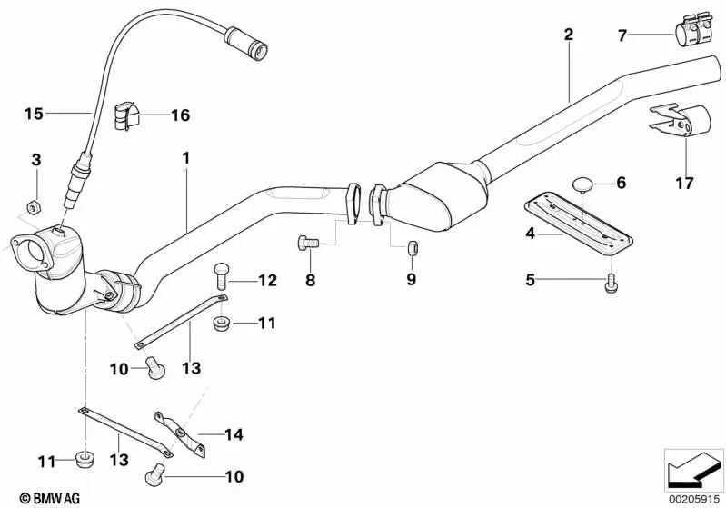 Soporte de Catalizador Cerca del Motor para BMW Serie 3 E46 (OEM 18207787600). Original BMW