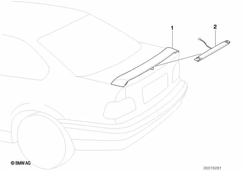 Heckspoiler-Bremsleuchte für BMW 3er E36 (OEM 82699413957). Original BMW