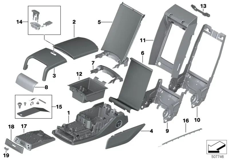 Cubierta de canalización para BMW Serie 7 G11, G11N, G12, G12N (OEM 52207454019). Original BMW